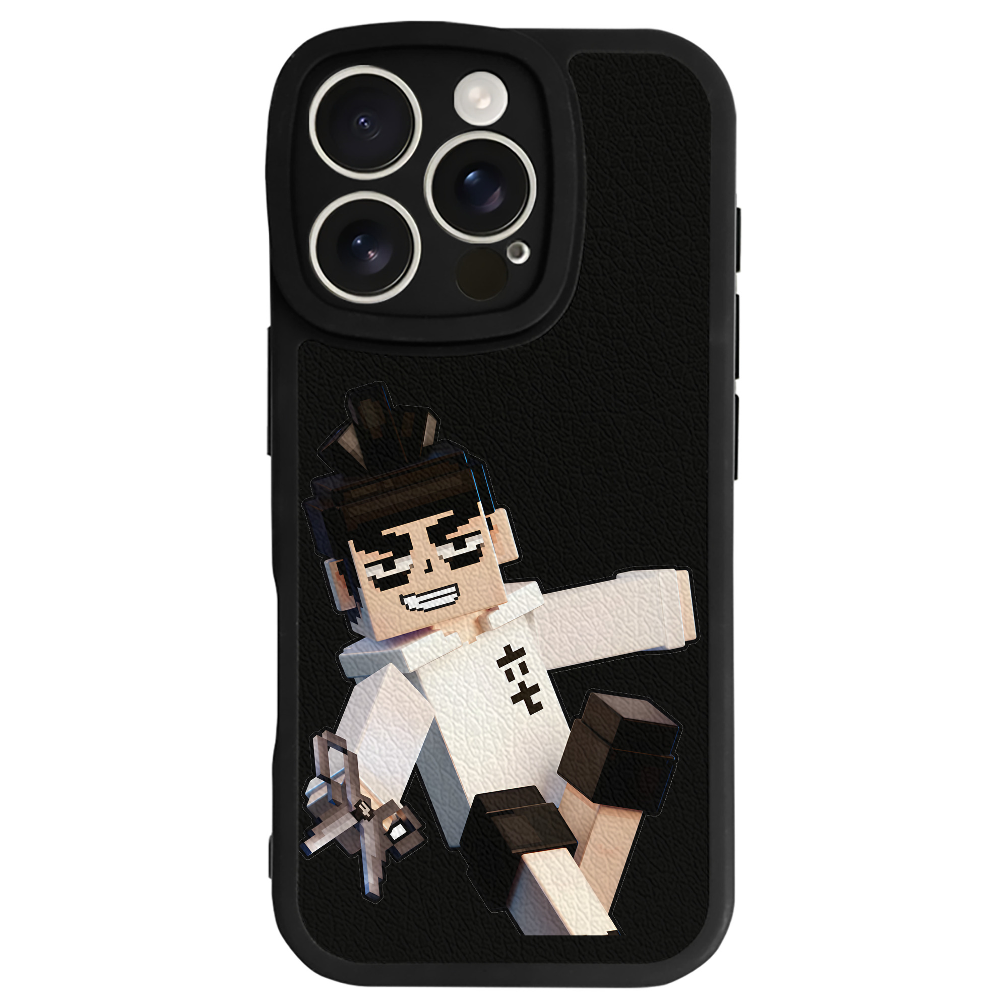 （画像用） マインクラフト ブロックの世界 Minecraft MC Block world 【iPhone 16シリーズ対応】シリコンスマホケース（レザー調） 材質：シリコン